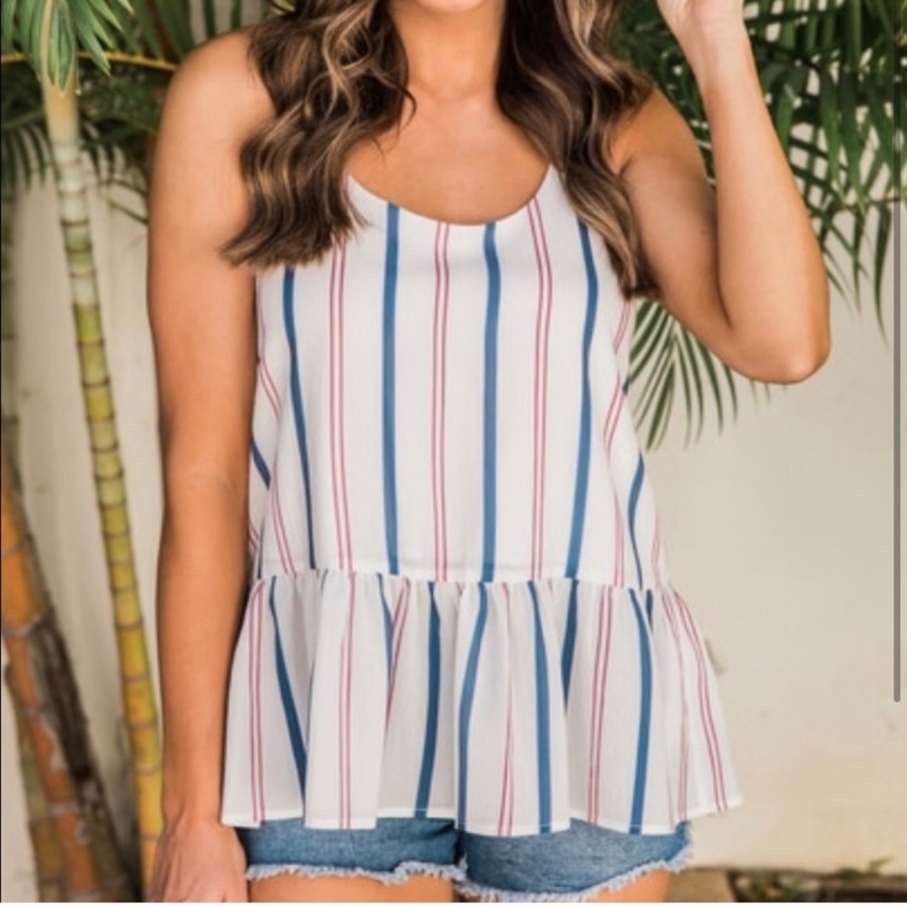 Striped Peplum Tank